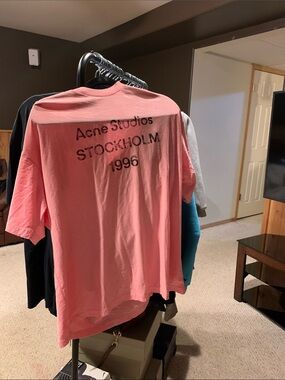Acne Studios Pink Logo T‑Shirt